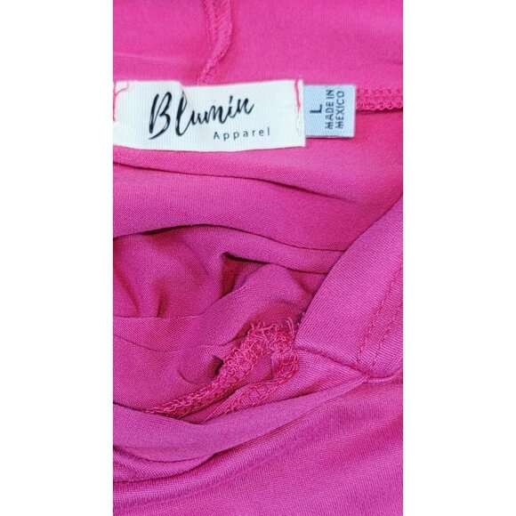 Blumin Apparel Hoodie Short-Sleeve Pullover Shirt Pink Center Pocket Womens L - Picture 6 of 7